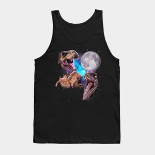 Three Dinosaurs Howl at the Moon Tank Top